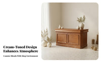 Retail Checkout Counter Cream Design Boutique Welcome Desk Elegant Design Curved Front Desk for Receptionists, Office Managers, Salon