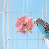 Parrot Rotating Toy with Internal Rattle Beads, Rotating Wheel for Parrot Enrichment, Cage Clip Mount for Parakeet Cockatiel