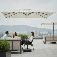 Rectangular Patio Umbrella Tilt-Adjustable Outdoor Umbrella with Base Weighted Parasol Patio Con Base for Homeowners, Balcony, Garden, Market Stall