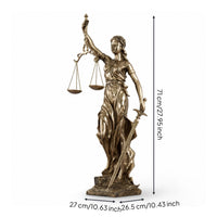 Justice Statue with Balance and Blade Tabletop Sculpture Sculpted for Judges