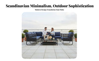 4 Pieces Nordic Design 4-Piece Woven Lounge Set UV-Protected Outdoor Furnishing Weather-withstandant Patio Seating Group Plush pads for Families, Homeowners, Garden aficionados, Balcony, rearyard, Porch, waterside