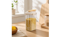 Moisture-Resistant Grain Storage Container with Lid Transparent Food Dispenser with Pouring Spout Airtight Food Storage Container with Lids Compact for Cabinet