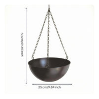 Hanging Iron Flower Pot Dark Finish Bowl-Shaped Hanging Pot Smooth for Display