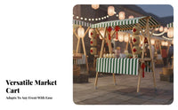 Easy Assembly Foldable Vendor Display Stand Spacious Countertop Foldable Vendor Booth Solid Wood Frame Outdoor Display Cart for Street Vendors, Small Business Owners, Event Organizers, Night Markets, Temporary Shops, Trade Exhibit S, Backyard Parties