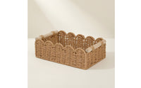 Handwoven Paper Rope Storage Basket Braided Scalloped Basket Multi-Functional Handmade for Shelves