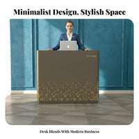 Compact Footprint Complimentary Standing Welcome Desk Modern and Sleek Small Lighted Cashier Counter Customizable Logo Illuminated Information Desk for Restaurant Owners, Retailers, Hotel Managers, Retail Shop, Salon