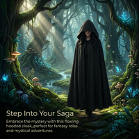 Hooded Cape Witch Cosplay, Game Theme Hooded Performance Cloak, Fancy Dress Cost #variant:Shoulder to Hem 130cm (Satin)