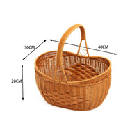 Basket with Handle Woven Rattan Basket Natural Long-Lasting for Picnic, Flower Arranging