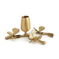 Candle Holder with Ginkgo Leaves Tapered Brass Candlestick Holder Elegant Decor for Brides, Wedding Tables, Romantic Dinners, Mantel