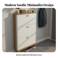 Hinged Footwear Storage Unit Shoe Storage Cabinet Space Saving Organizer Minimalist Drawer Furniture Swiveling Suitable for Apartment Dwellers Homeowners Hallway Doorway Living Room