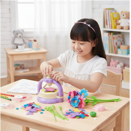 189 Pieces Textile Petal Craft Toy Screen DIY Textile Bouquet Craft Kit Parent-Child Connecting Kids Flower Maker Set for Girls, Rainy Day Activity