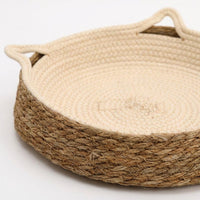 Woven Cat Bed Made of Grass Material, All Season Cat Bed for Indoor Cats, Open Woven Grass Cat Bed, Four Seasons Resting Place
