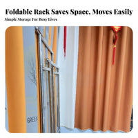 Double Rod Rolling Rack Adjustable Length Rolling Double-Rod Clothing Organizer With Wheels Foldable for Renters