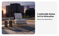 4 Pieces Weather-Resistant Woven Conversation Set long-lasting Frame Outdoor Furniture Thick paddings Patio Seating Easy to Clean for Business Owners, Families, Homeowners, Terrace, Sunroom, Backyard, Balcony