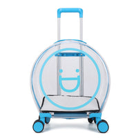 Transparent Pet Carrier with Wheels Clear Rolling Pet Carrier Portable Luggage Cats, Veterinarian Visits, Outdoor