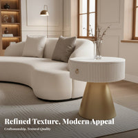 Round Drawer End Table Minimalist Design Nightstand Space-Saving for Home Office