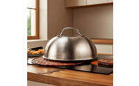 BBQ Dome Cover Stainless Steel Griddle Cover with Handle Brushed Grill Lid for Backyard Cooks, Outdoor Cooking