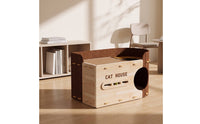 Cat House with Scratcher Scratch-Friendly Playhouse Box Compact for Living Room