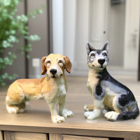 名犬摆件仿真哈士奇狗腊肠犬黑白猫模型招财庭院客厅树脂动物礼物