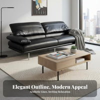 Adjustable Backrest Sofa Genuine Leather Couch Top-Grain Cowhide Lounge Seating for Apartment Dwellers, Homeowners, Living Room, Home, Bedroom