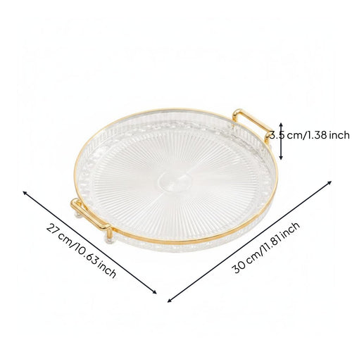 Gold Rim Snack Tray Decorative Round Party Platter Break-Resistant