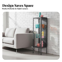 Narrow Fluted Glass Cabinet Lively Color choices Display Case Transparent Doors