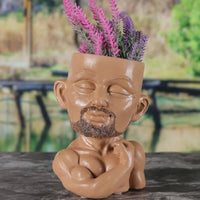 Bodybuilder Head Planter Creative Gift Artistic Bust Planter Versatile Decor