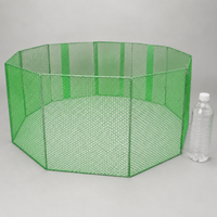 Dog Box Puppy Playpen, Foldable Outdoor Enclosure Metal Green Silver, 10 Panels each 50cm, Galvanized Dog Fence for Garden & Apartment