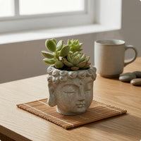 Buddha Head Plant Pot Closed Eyes Buddha-Head Planter Textured Hair