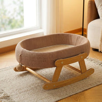 Cat Scratcher Rocking Bed with Wood Frame, Scratching Board and Cat Swing for Indoor Use, Warm Winter Cat Bed for Kitten Warmth