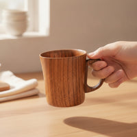Wooden Cup with Handle Wooden Mug with Handle Wood-Grain for Kitchen, Tabletop