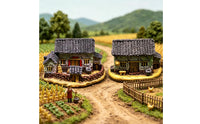 Miniature House with Yard Compact Figurines Resin for Dioramas, Hobbyists