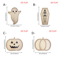 Halloween Wooden Carved Tray for Home Decor and Storage