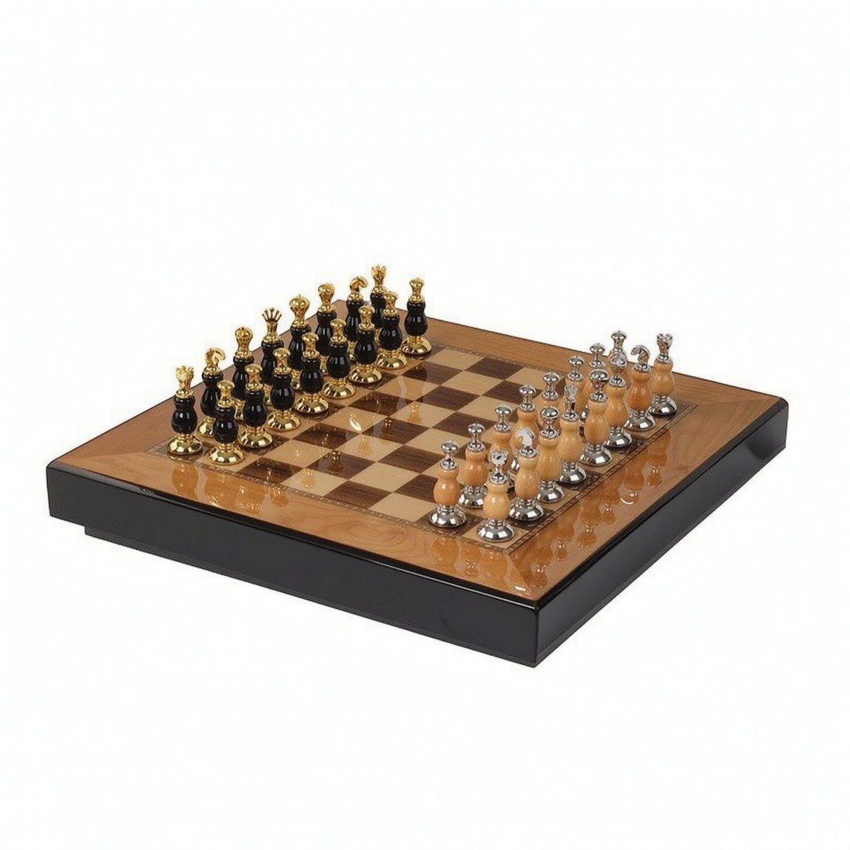 Chess Set with Drawers Glossy Chess Board with Drawers Ornate Chessboard for Collectors