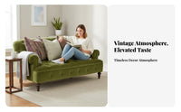 sage emerald Tufted 3-Seater Sofa plush fabric Upholstery Tufted Chesterfield Sofa Retro Western design Couch sturdy Wood Frame for Families, Homeowners, Interior Designers, Living Room, Villa, Apartment