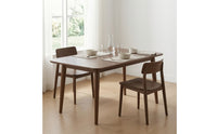 Walnut Brown Rubberwood Dining Table Modern Solid Wood Dining Table Thick Furniture Minimalist for Families