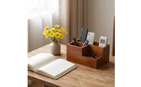 Desk Organizer with Compartments Wooden Desktop Organizer Rustic Desk Tidy for Home Office