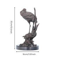 Brass Crane Figurine Gift Idea Crane Statue Elegant Design Bird Sculpture for Office, Living Room