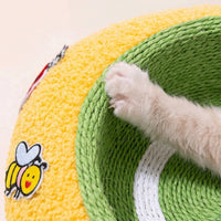 Cat Scratching Nest Woven Cat Scratcher with Teaser Toy Round for Living Room