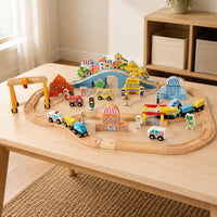 Electric Toy Train Set Educational Wooden Railway Playset Imaginative Play
