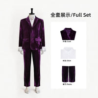 跨境男士紫色复古西装套装主持演讲演出服万圣节欧美迪斯科服装