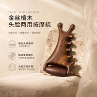 Golden Silk Wood 4-in-1 Massage Comb for Scalp and Face