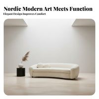 Curved Boucle Sofa Light Luxury Lambswool Sweep Sofa Sturdy Construction Modern Three-Seater Couch for Homeowners, Families, Studio, Lounge Area