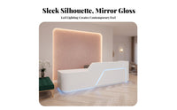 Contemporary White Reception Desk Sturdy and Wear-Resistant Modern Reception Desk Sturdy Construction Curved-Shaped Cashier Bar for Business Owners