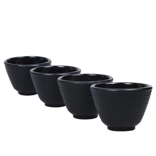 4 Pieces Cast Iron Teacups Heat-Retaining Cast Iron Cup Textured