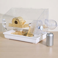 Panoramic Hamster Cage, Fully Transparent Hamster Villa with Exercise Wheel, Large Syrian and Dwarf Hamster Home for Easy Viewing