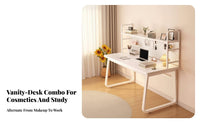 Multi-Functional Desk with Hutch and Pegboard Modern Design Vanity Table Integrated Shelving Bedroom Furniture Space-Saving for Makeup Enthusiasts, Students, Teenagers, Small Areas, Apartment, Dorm Room, Home Office
