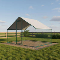 Covered Avian Pen Mesh Metal Chicken Coop Peaked Roof Avian Coop for Outdoors