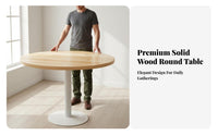 Large Round Dining Table with Built-in Rotating Turntable Wooden Top Foldable Design Portable Round Event Table Durable Fir Wood Construction Suitable for Family Gatherings Restaurants Banquets Conferences Home Decoration