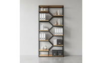 Geometric Partition Shelf Freestanding Industrial Bookshelf Uncovered Back